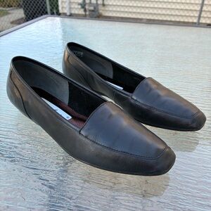 Vintage Enzo Angiolina Black Leather Slip On Flats Shoes Loafers